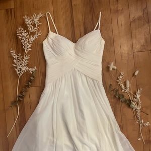 David’s Bridal Ruched Bodice Ivory Chiffon Dress